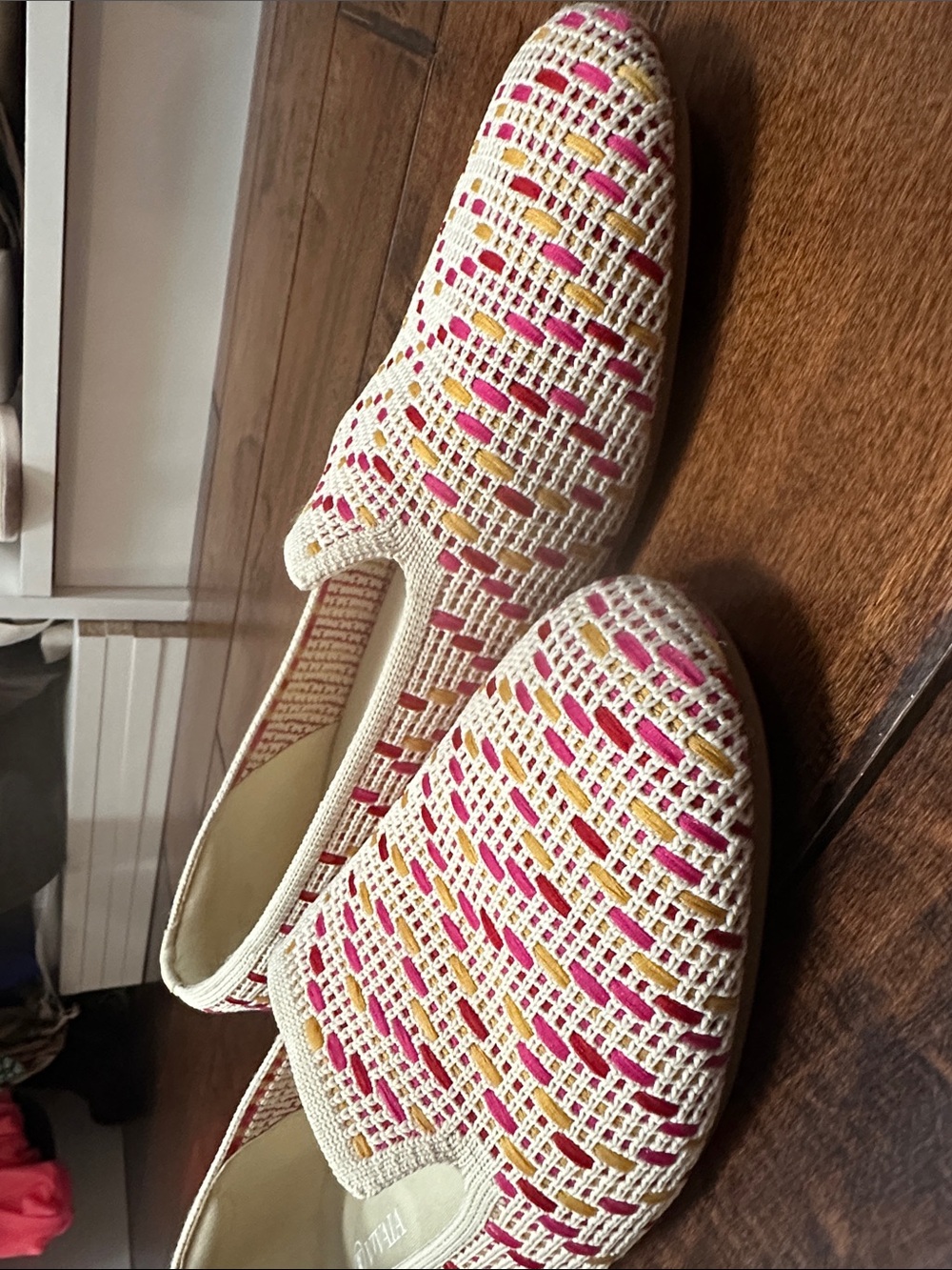 Vivaia Women's Patterned Slip-On Loafers in Cream with Pink & Yellow Accents - Picture 10 of 11